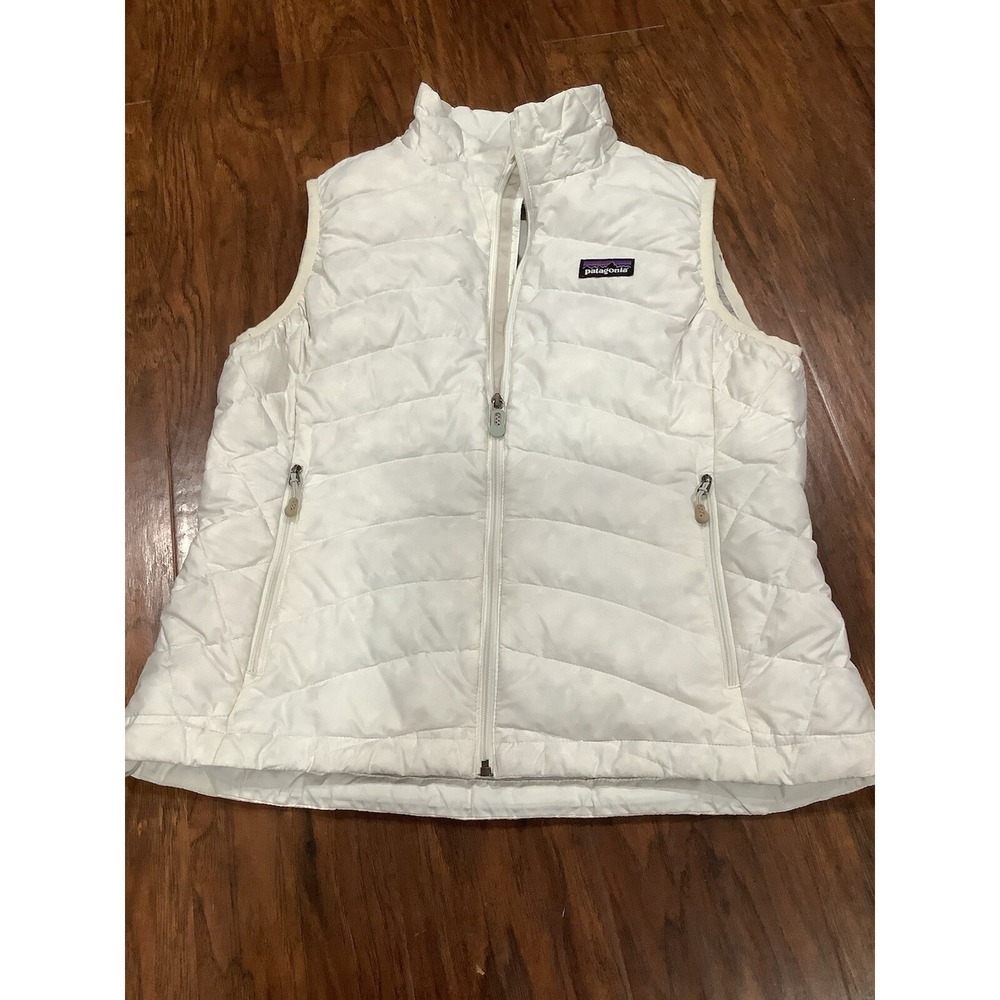 Patagonia Women's Down Full Zip White Vest Bodywarmer Size Small